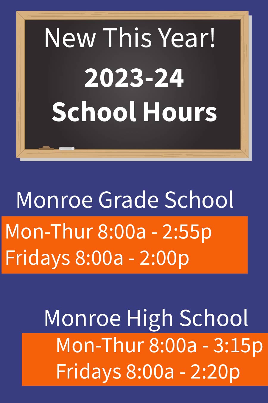 New School Hours for 2023-24