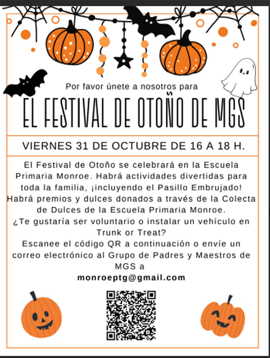 Por favor únete a nosotros para EL FESTIVAL DE OTOÑO DE MGS
